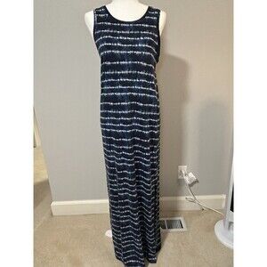 EDDIE BAUER Maxi Tank Dress Indigo Shibori Tie Dye Dress Medium
